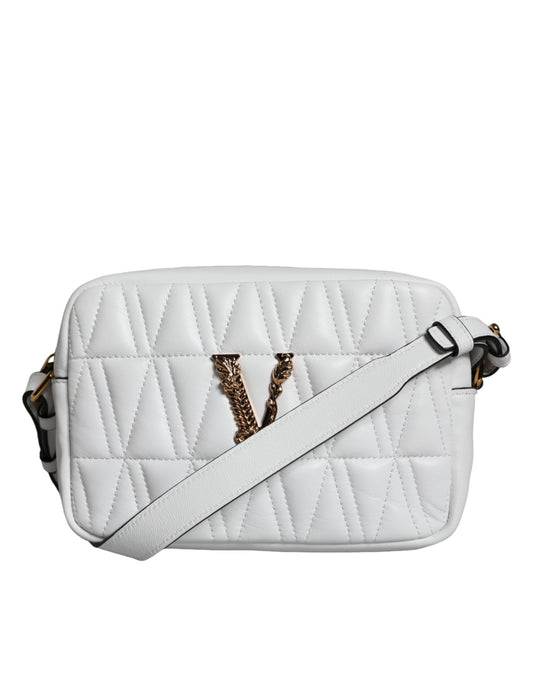 Sac bandoulière en cuir nappa matelassé blanc Versace