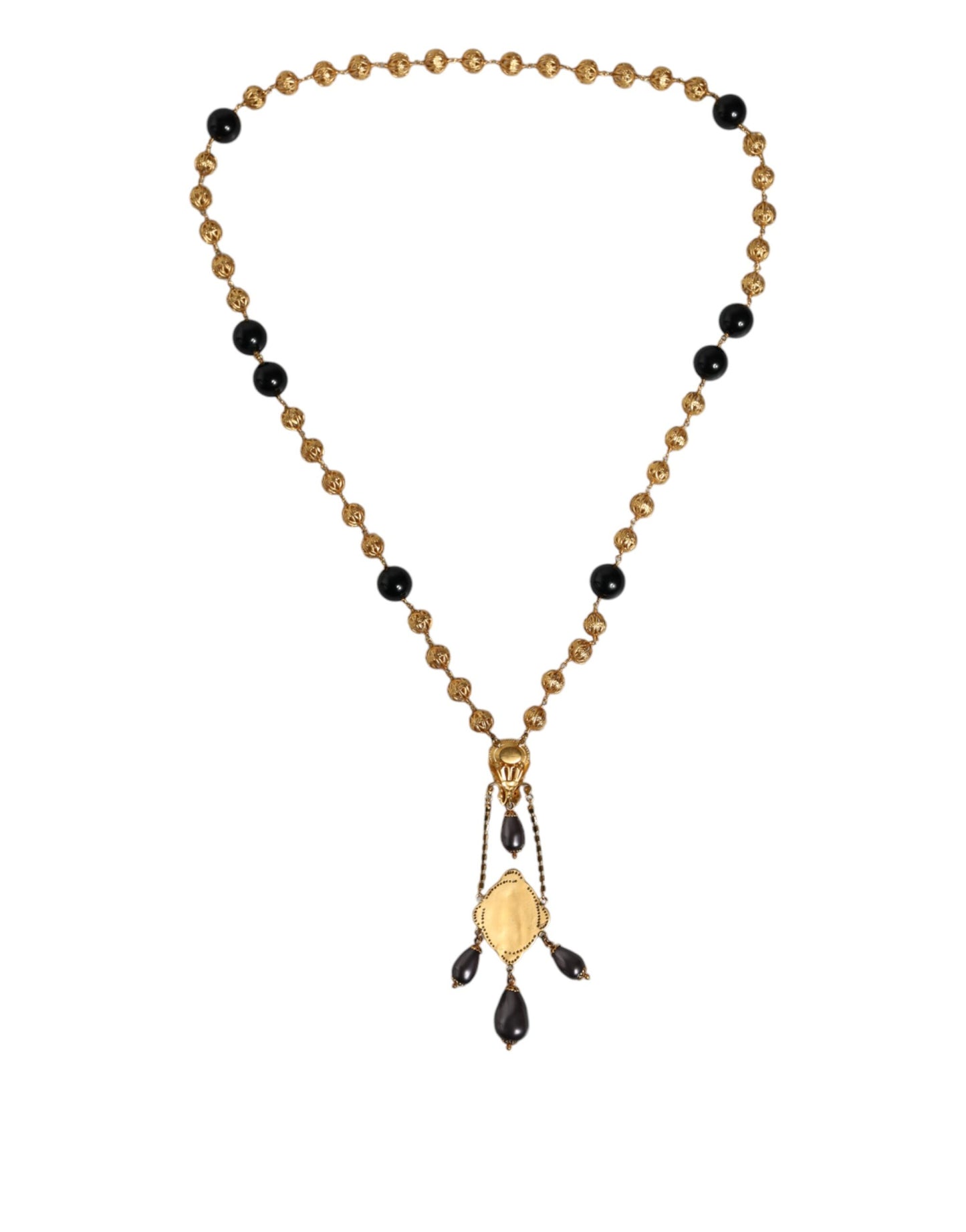 Collier style chapelet Dolce &amp; Gabbana en laiton doré et perles noires