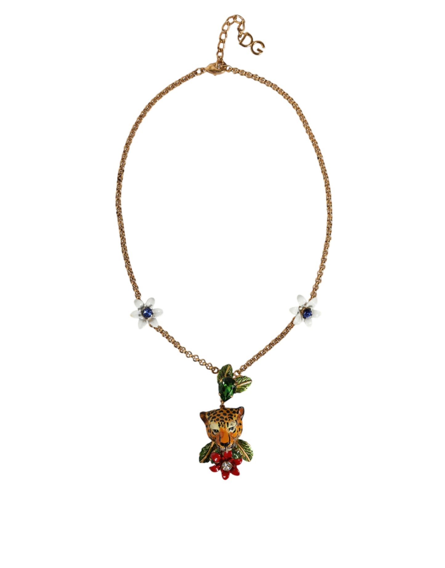 Collier Dolce &amp; Gabbana en laiton doré orné de fleurs léopard