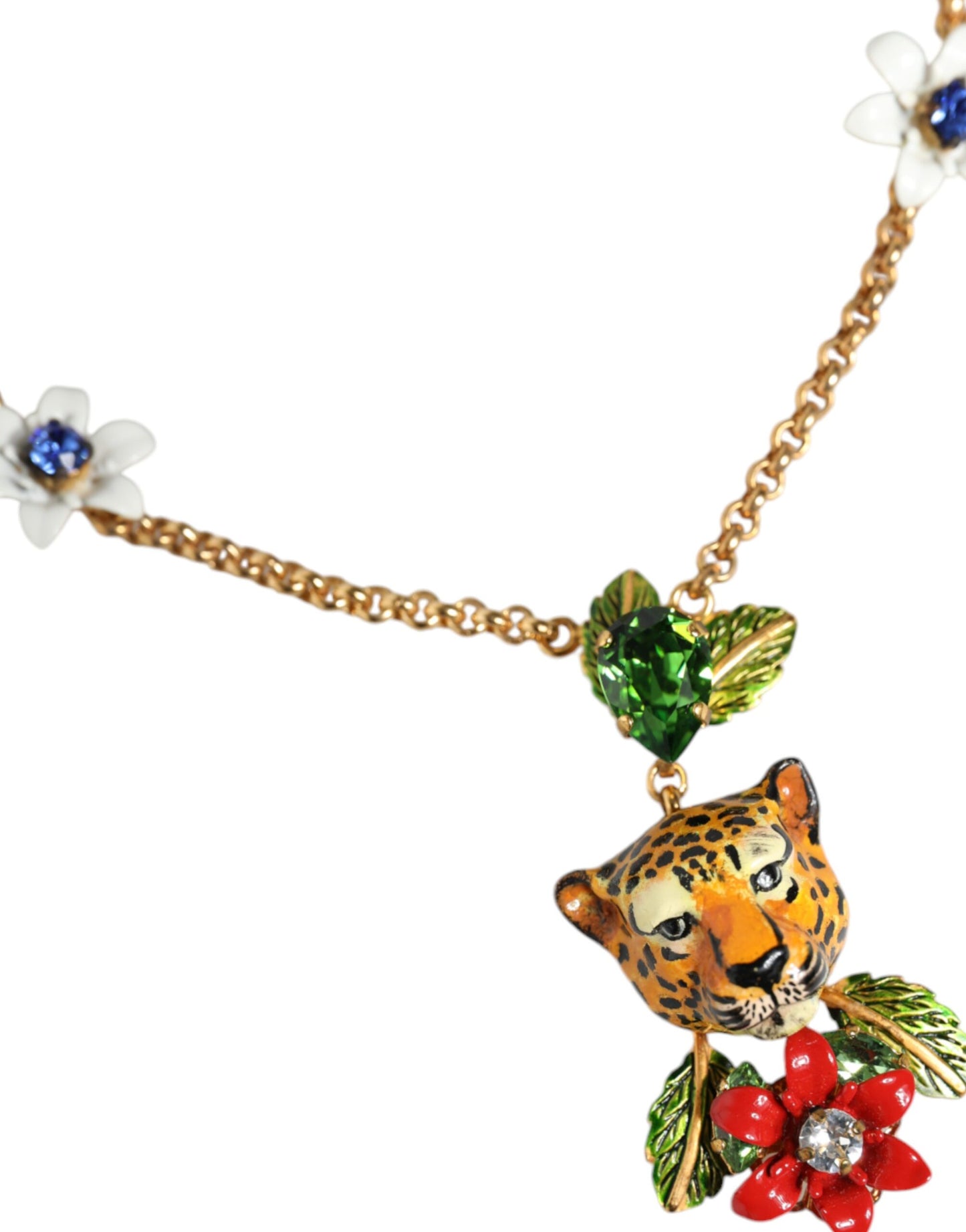 Collier Dolce &amp; Gabbana en laiton doré orné de fleurs léopard