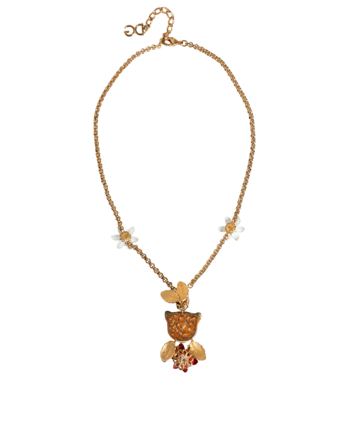 Collier Dolce &amp; Gabbana en laiton doré orné de fleurs léopard