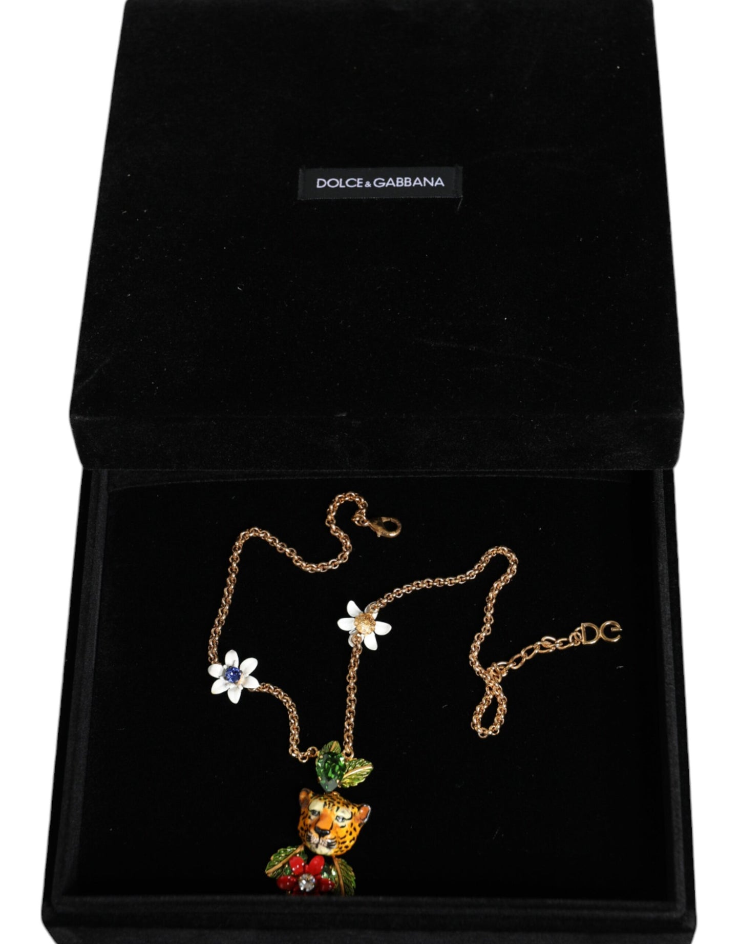 Collier Dolce &amp; Gabbana en laiton doré orné de fleurs léopard