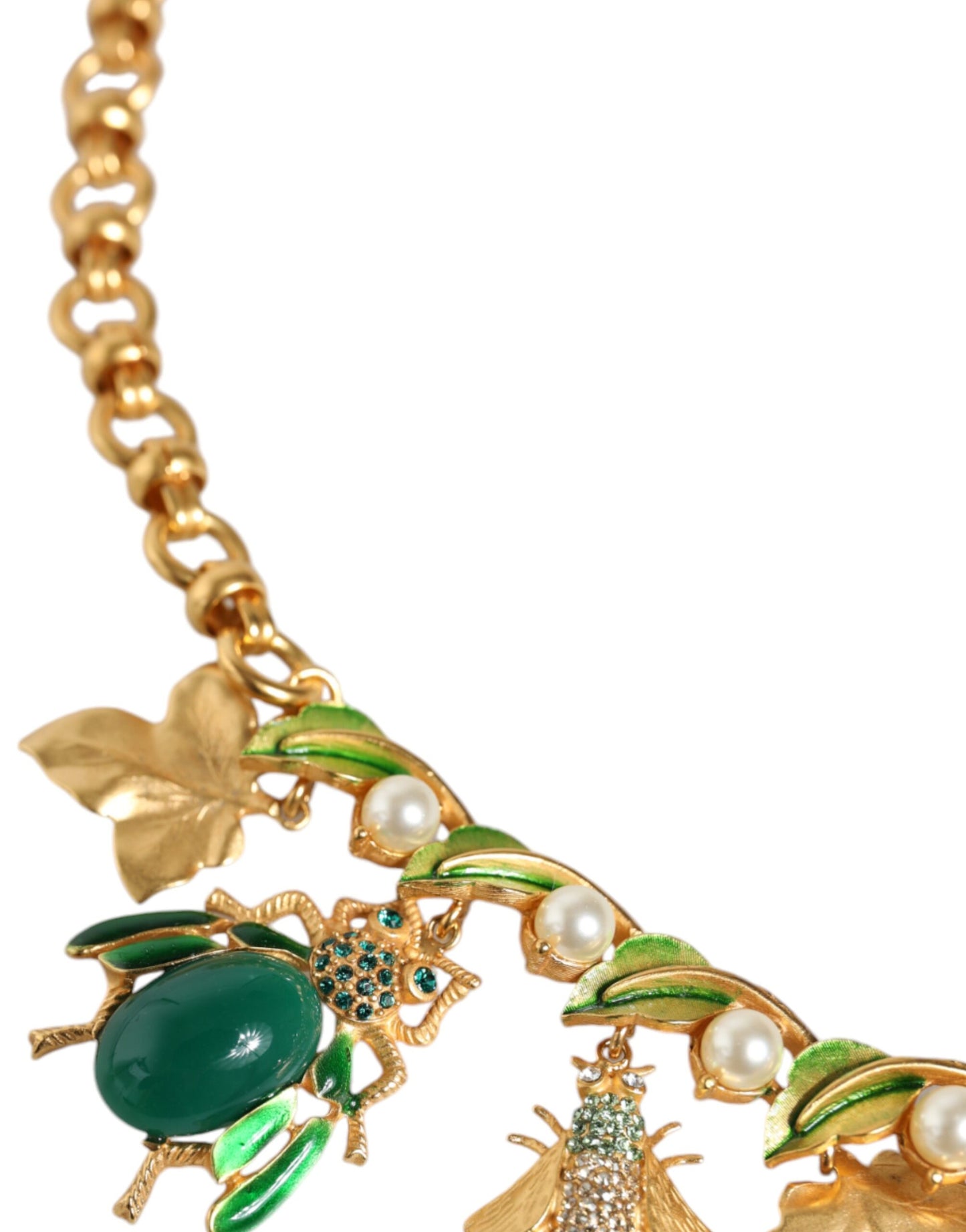 Collier Dolce &amp; Gabbana avec pendentif en forme d'insecte en cristal et laiton doré