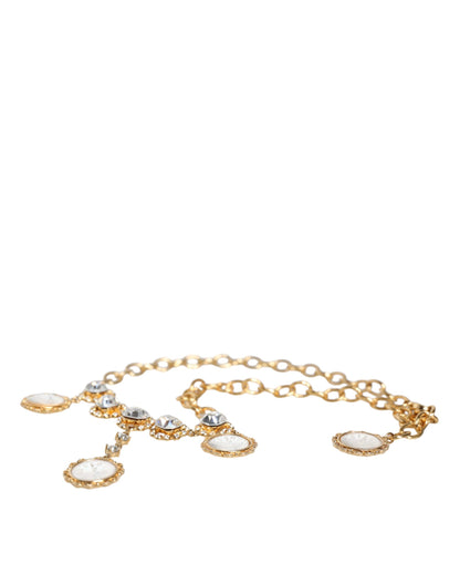 Collier Dolce &amp; Gabbana avec chaîne en or, horloge en laiton et cristal