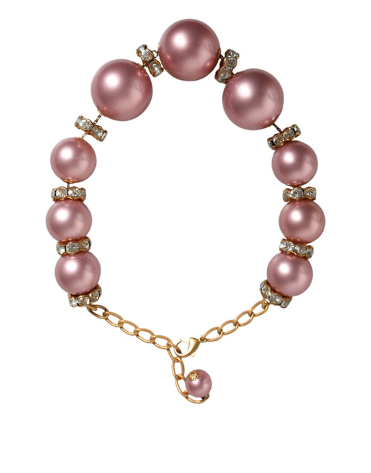 Collier Dolce &amp; Gabbana en or rose avec perles synthétiques et cristaux
