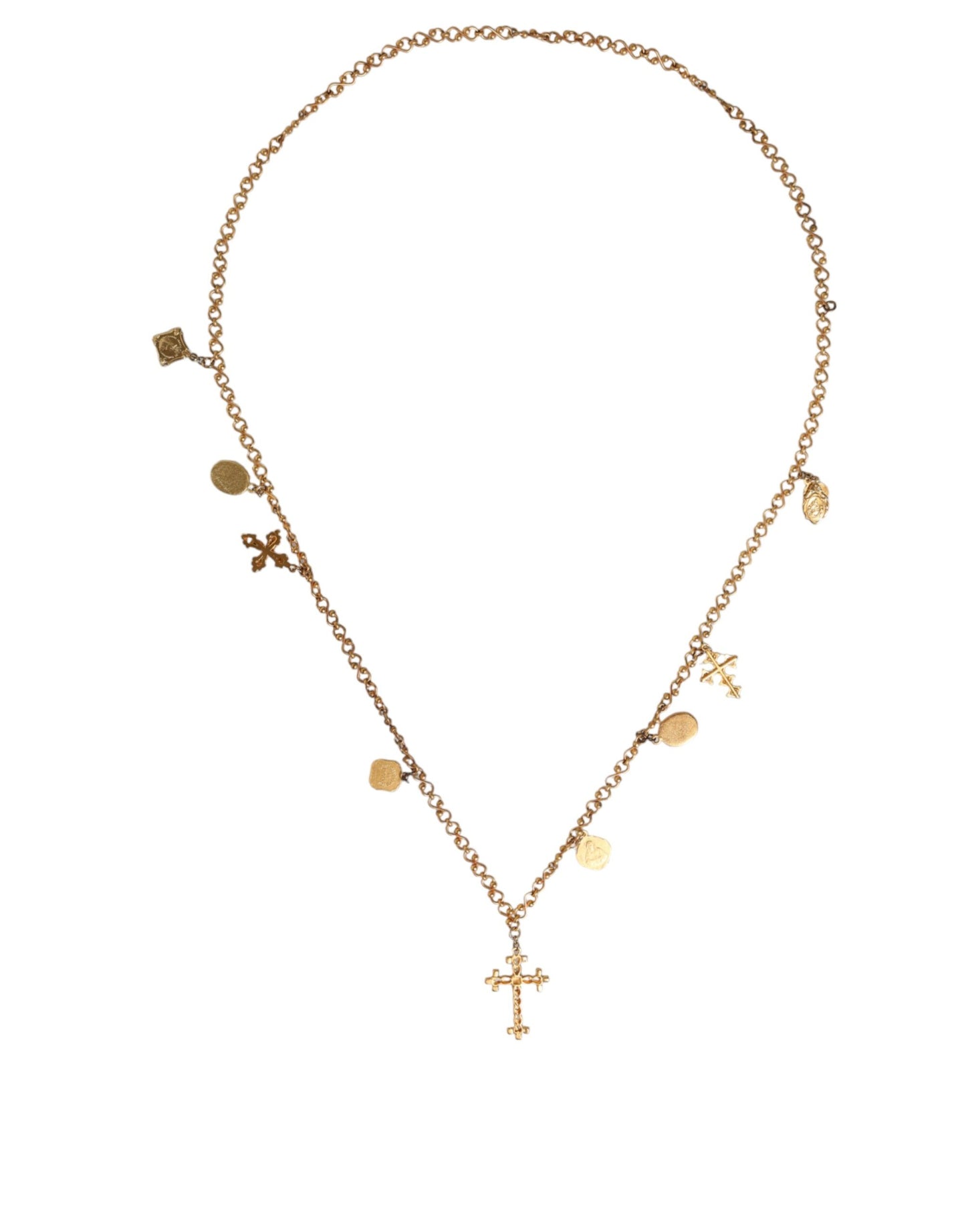 Collier Dolce &amp; Gabbana avec pendentif croix religieuse en laiton doré