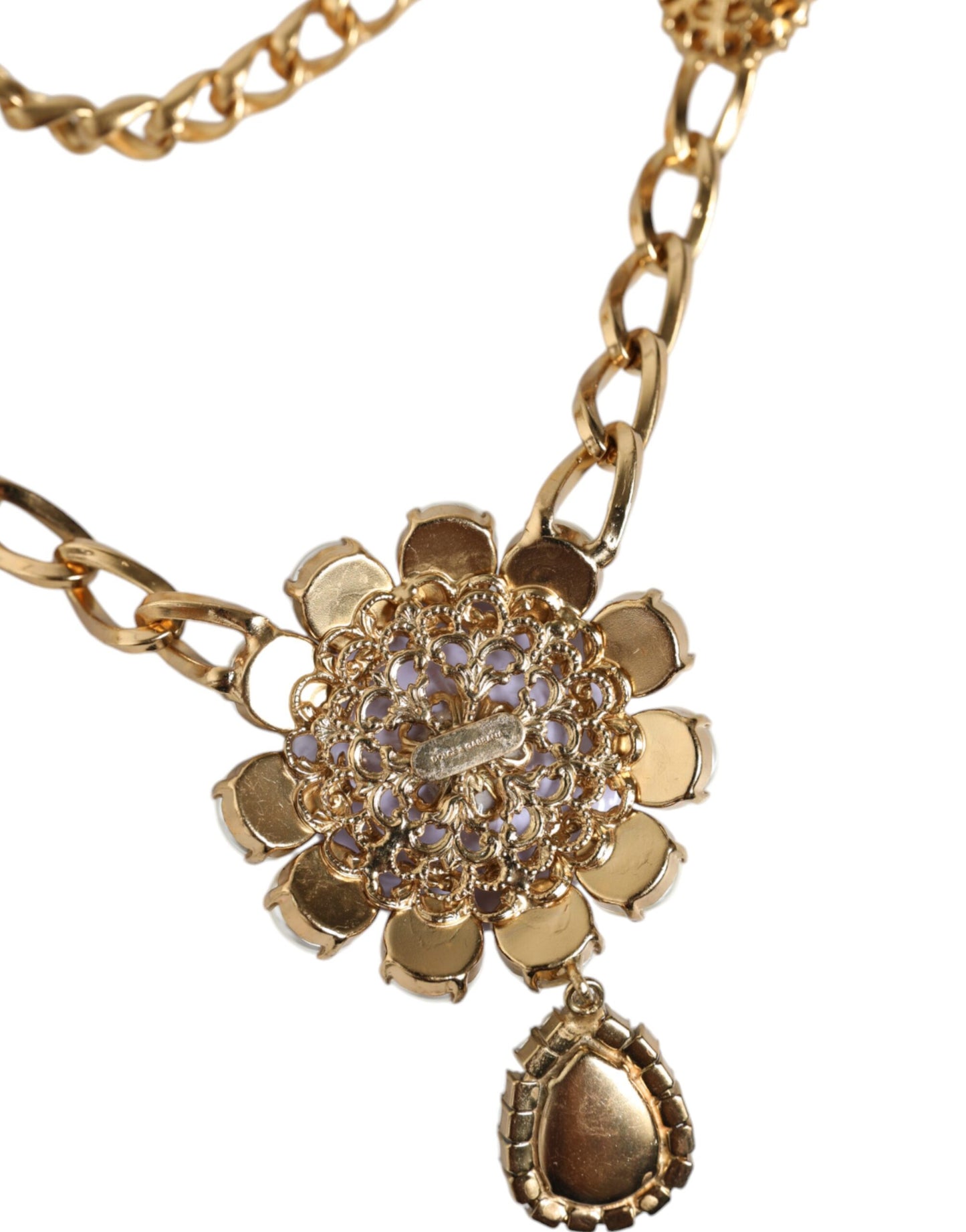 Collier Dolce &amp; Gabbana doré orné de cristaux floraux superposés