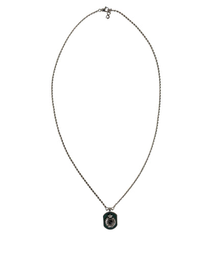 Collier Dolce &amp; Gabbana en argent sterling 925 avec pendentif en forme de barre et logo