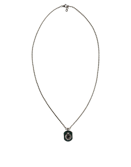 Collier Dolce &amp; Gabbana en argent sterling 925 avec pendentif en forme de barre et logo
