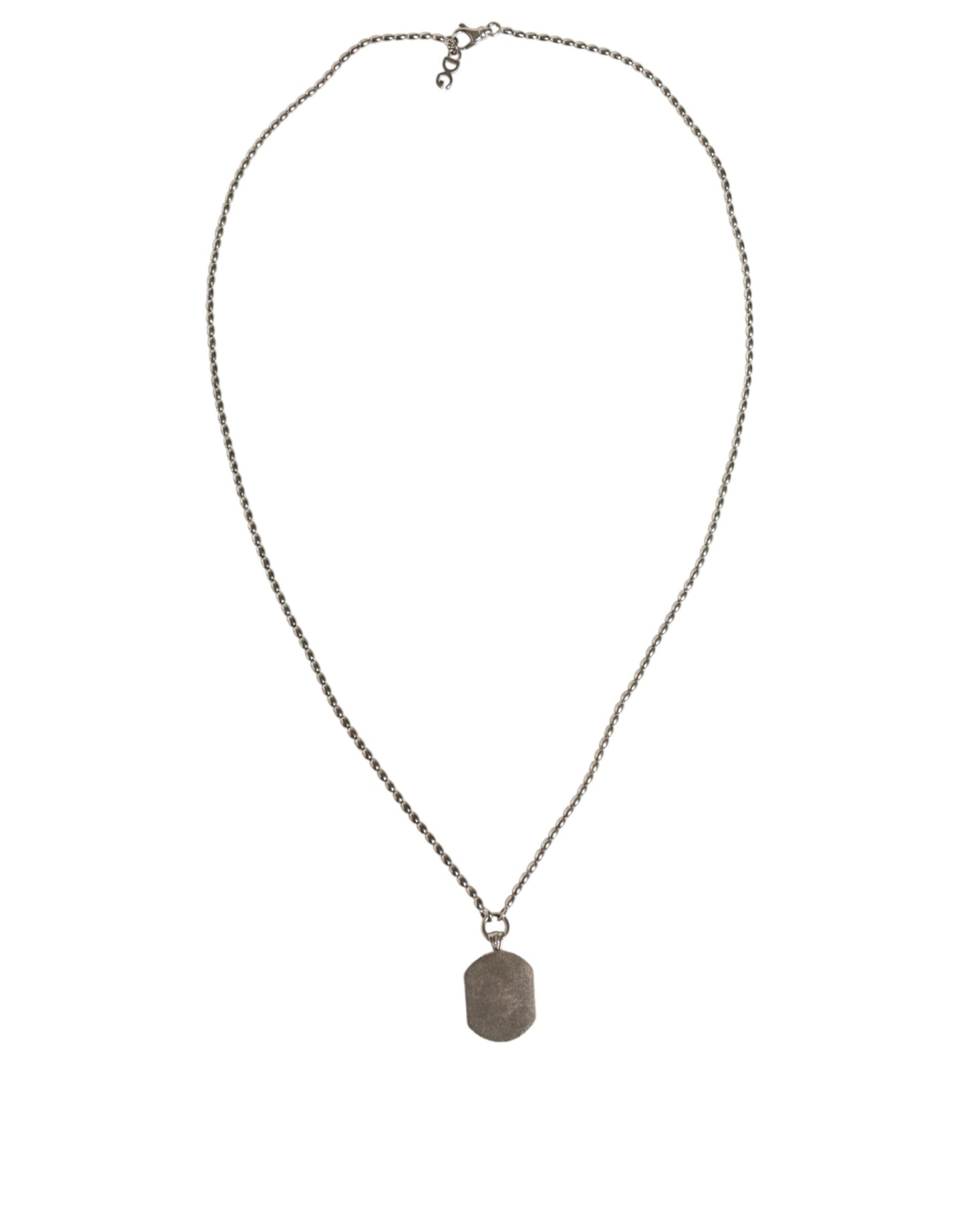 Collier Dolce &amp; Gabbana en argent sterling 925 avec pendentif en forme de barre et logo