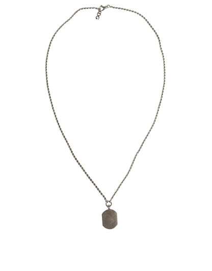 Collier Dolce &amp; Gabbana en argent sterling 925 avec pendentif en forme de barre et logo