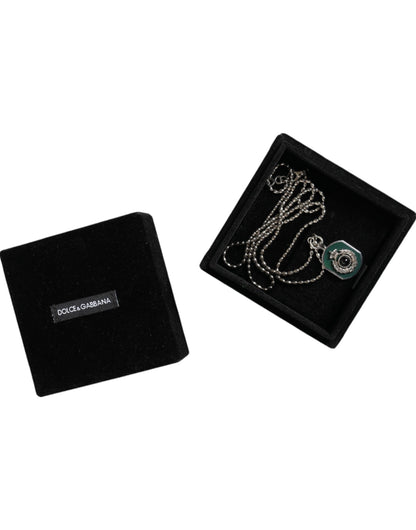 Collier Dolce &amp; Gabbana en argent sterling 925 avec pendentif en forme de barre et logo