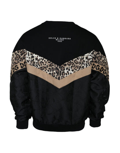 Dolce & Gabbana Black Leopard Crew Neck Sweatshirt Sweater by Dolce & Gabbana