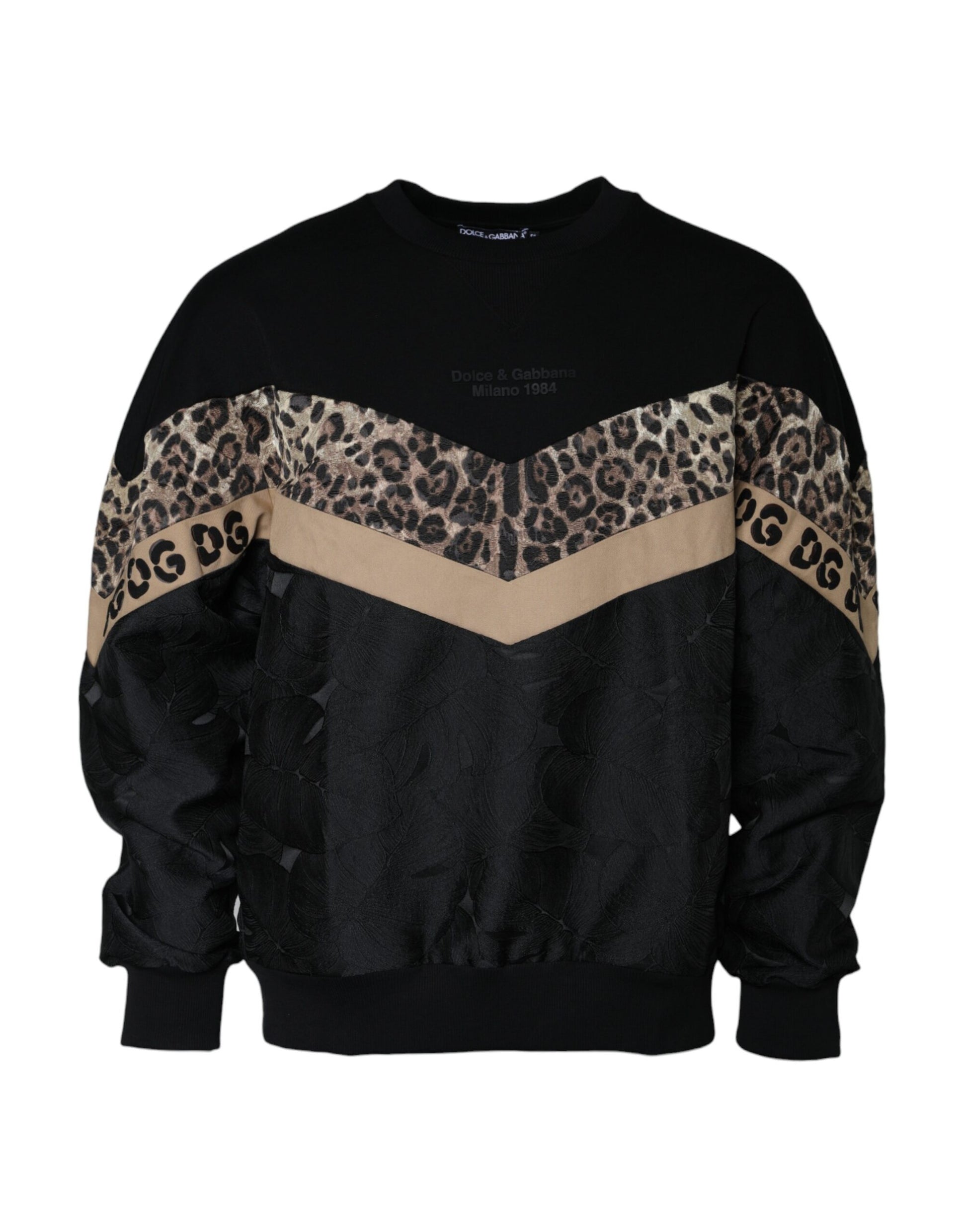 Dolce & Gabbana Black Leopard Crew Neck Sweatshirt Sweater by Dolce & Gabbana