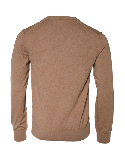 Dolce & Gabbana Brown Cashmere Knit V-neck Pullover Sweater by Dolce & Gabbana