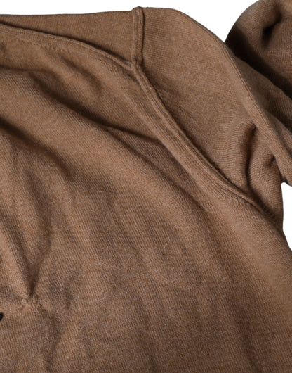 Dolce & Gabbana Brown Cashmere Knit V-neck Pullover Sweater by Dolce & Gabbana