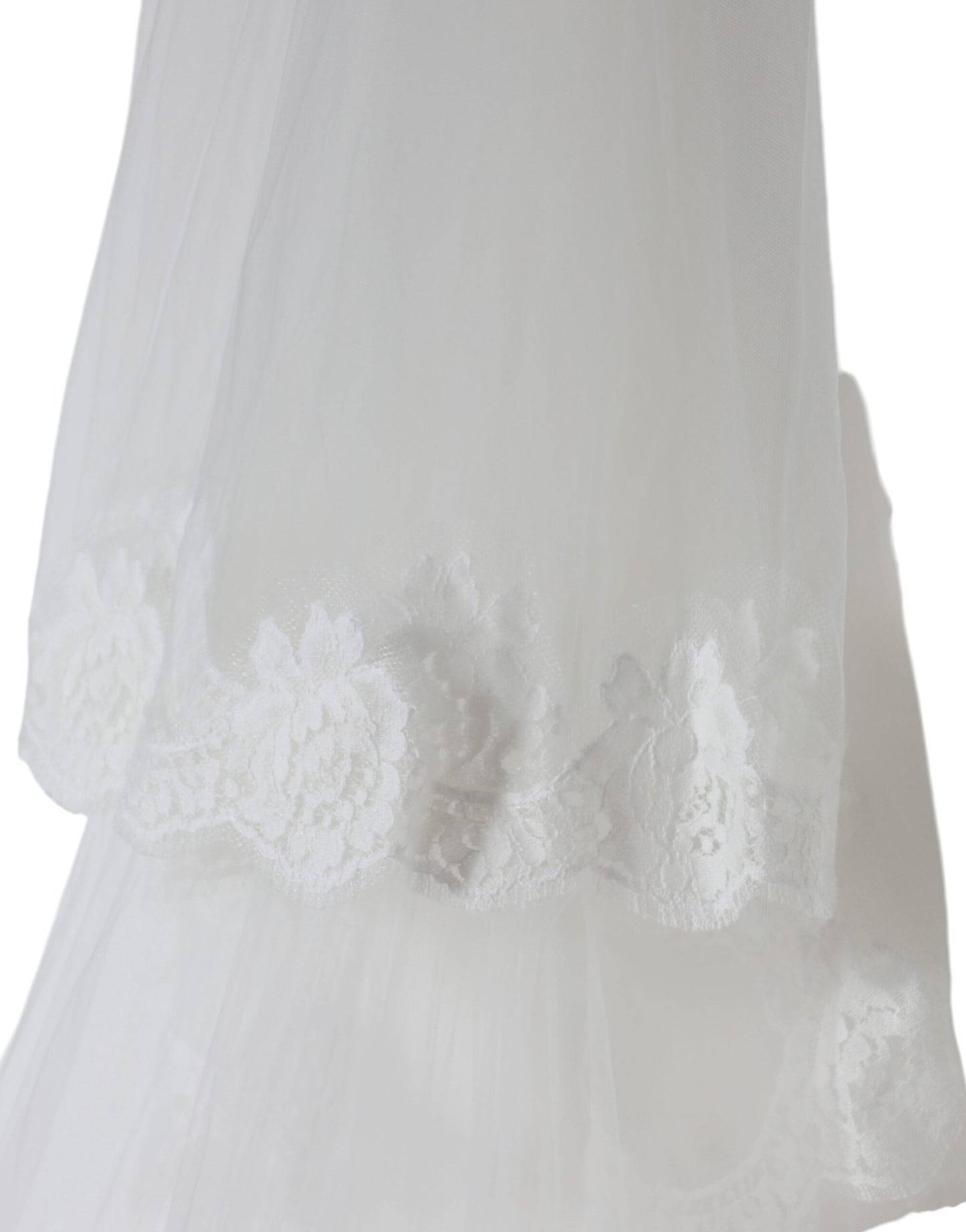 Dolce & Gabbana White Floral Lace Nylon Floor Length Wedding Veil by Dolce & Gabbana