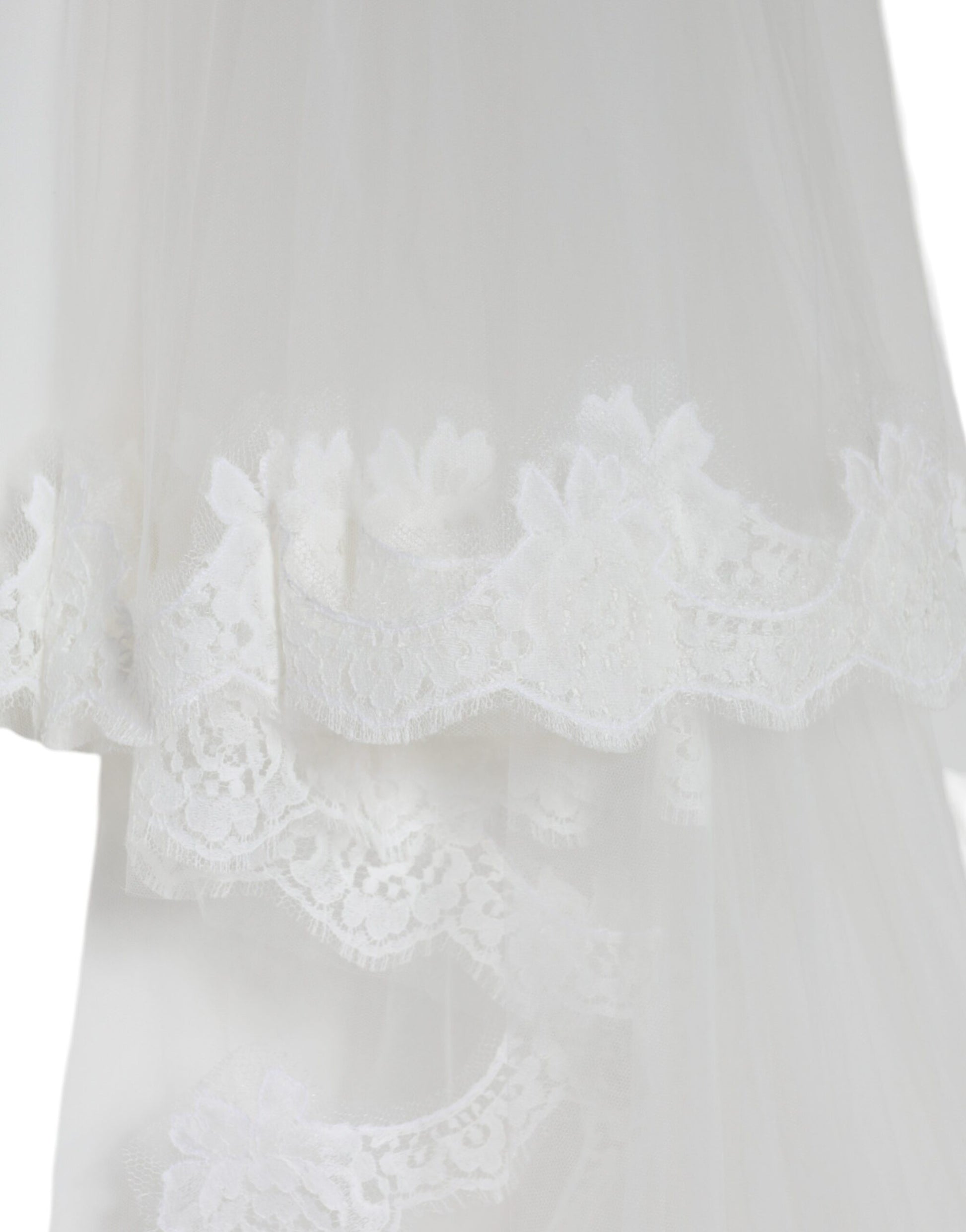 Dolce & Gabbana White Floral Lace Nylon Floor Length Wedding Veil by Dolce & Gabbana