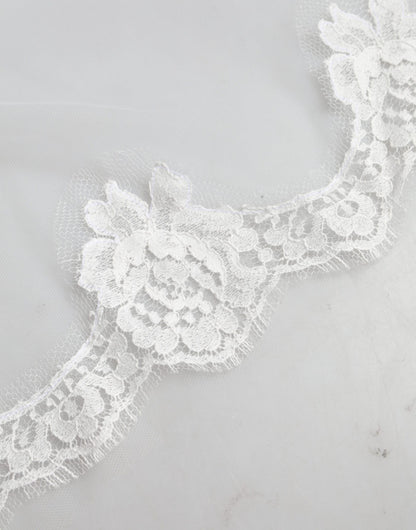 Dolce & Gabbana White Floral Lace Nylon Floor Length Wedding Veil by Dolce & Gabbana