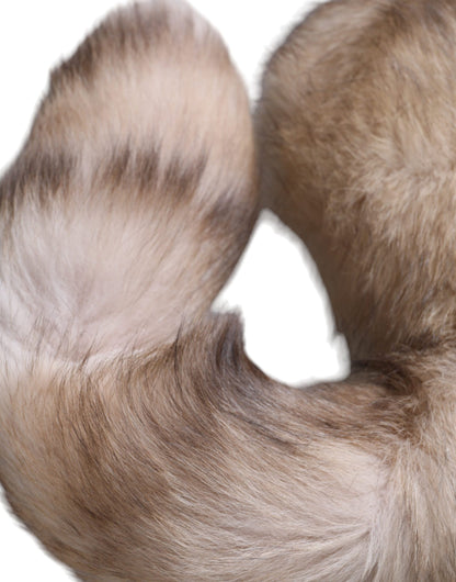 Dolce & Gabbana Brown Frost Fox Fur Neck Warmer Winter Scarf by Dolce & Gabbana