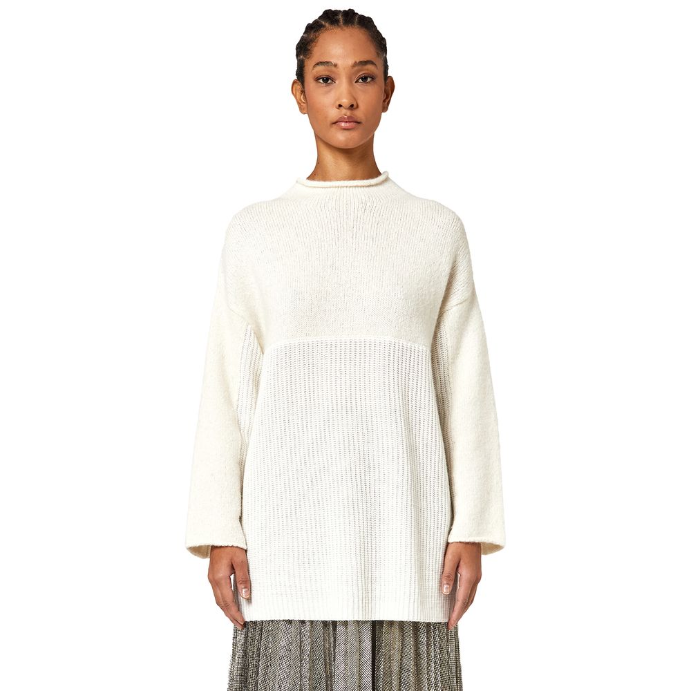 Alpha Studio White Recycled Wool Women Sweater by Alpha Studio