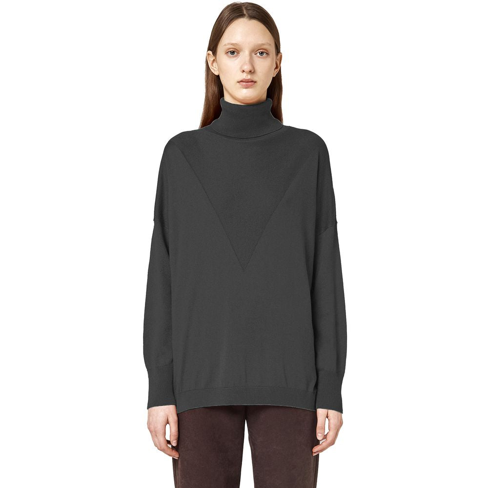 Alpha Studio Gray Silk Sweater by Alpha Studio
