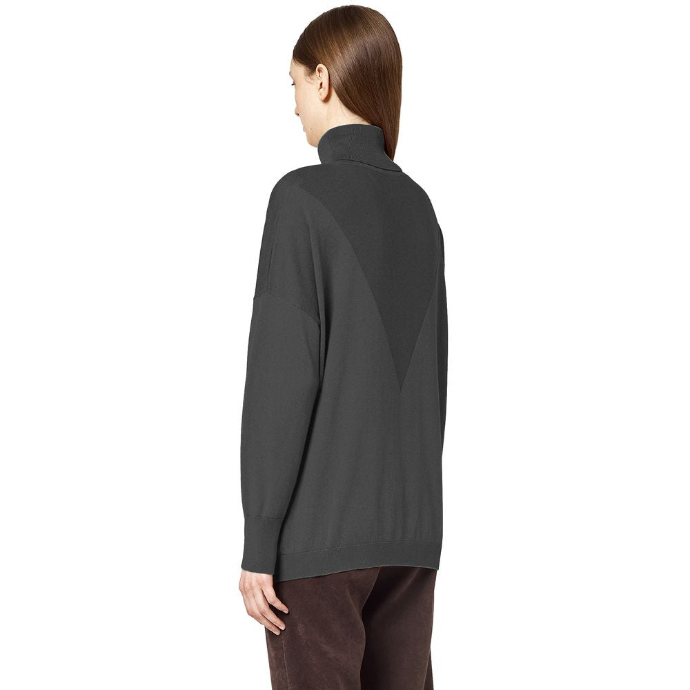 Alpha Studio Gray Silk Sweater by Alpha Studio