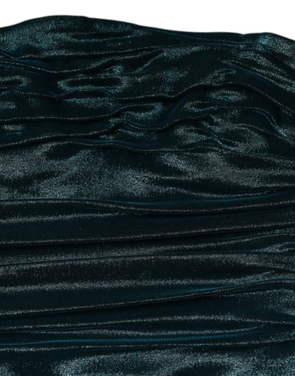 Dolce & Gabbana Green Silk Blend Satin Fitted Strapless Dress by Dolce & Gabbana