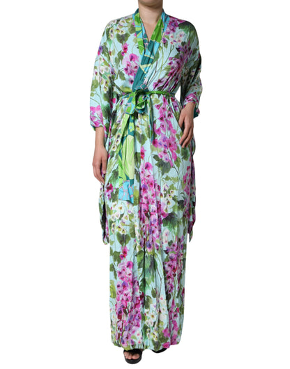 Dolce & Gabbana Multicolor Floral Silk Stretch Wrap Dress by Dolce & Gabbana