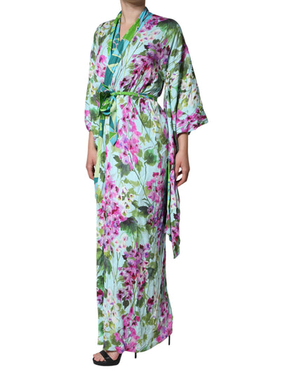Dolce & Gabbana Multicolor Floral Silk Stretch Wrap Dress by Dolce & Gabbana