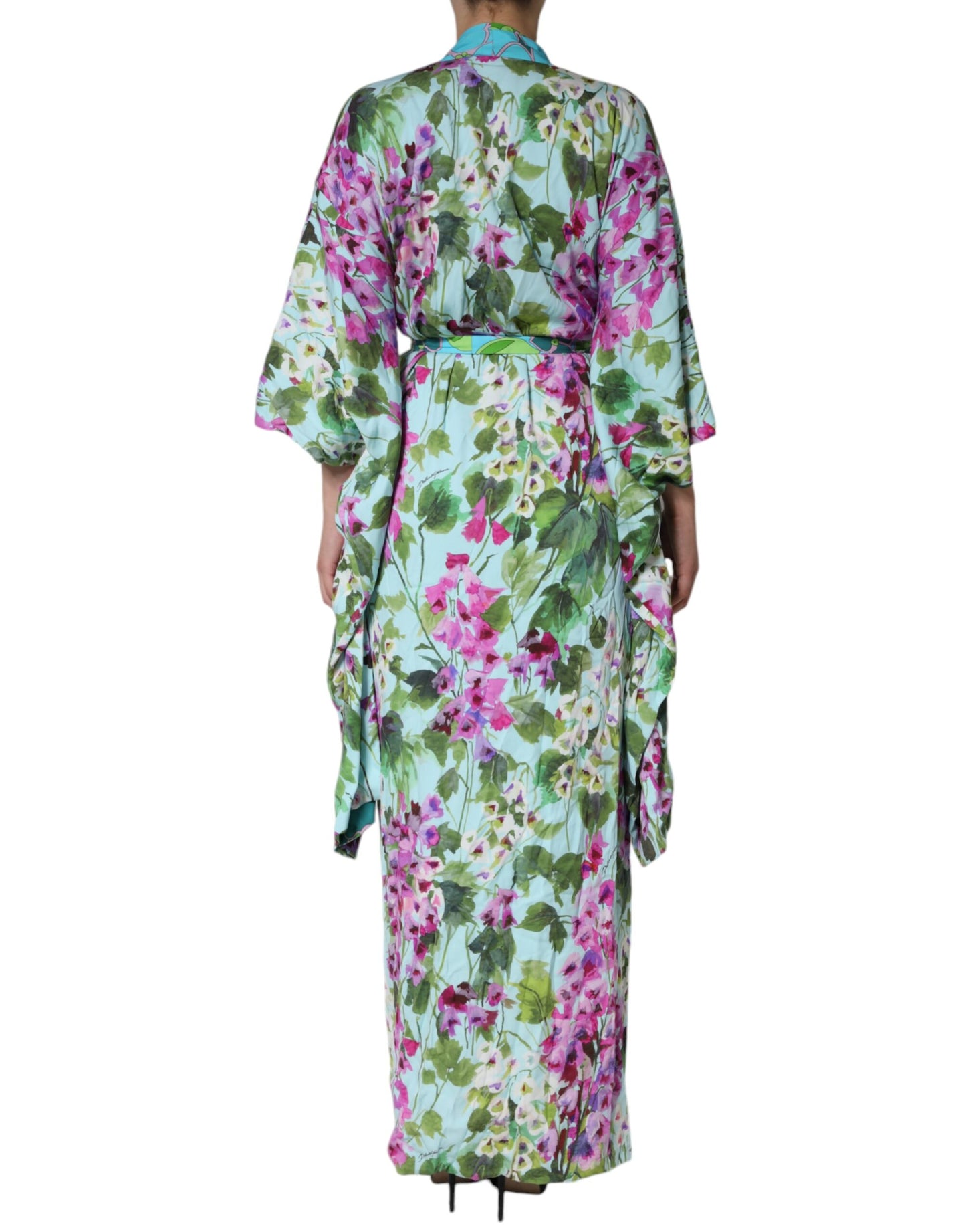 Dolce & Gabbana Multicolor Floral Silk Stretch Wrap Dress by Dolce & Gabbana