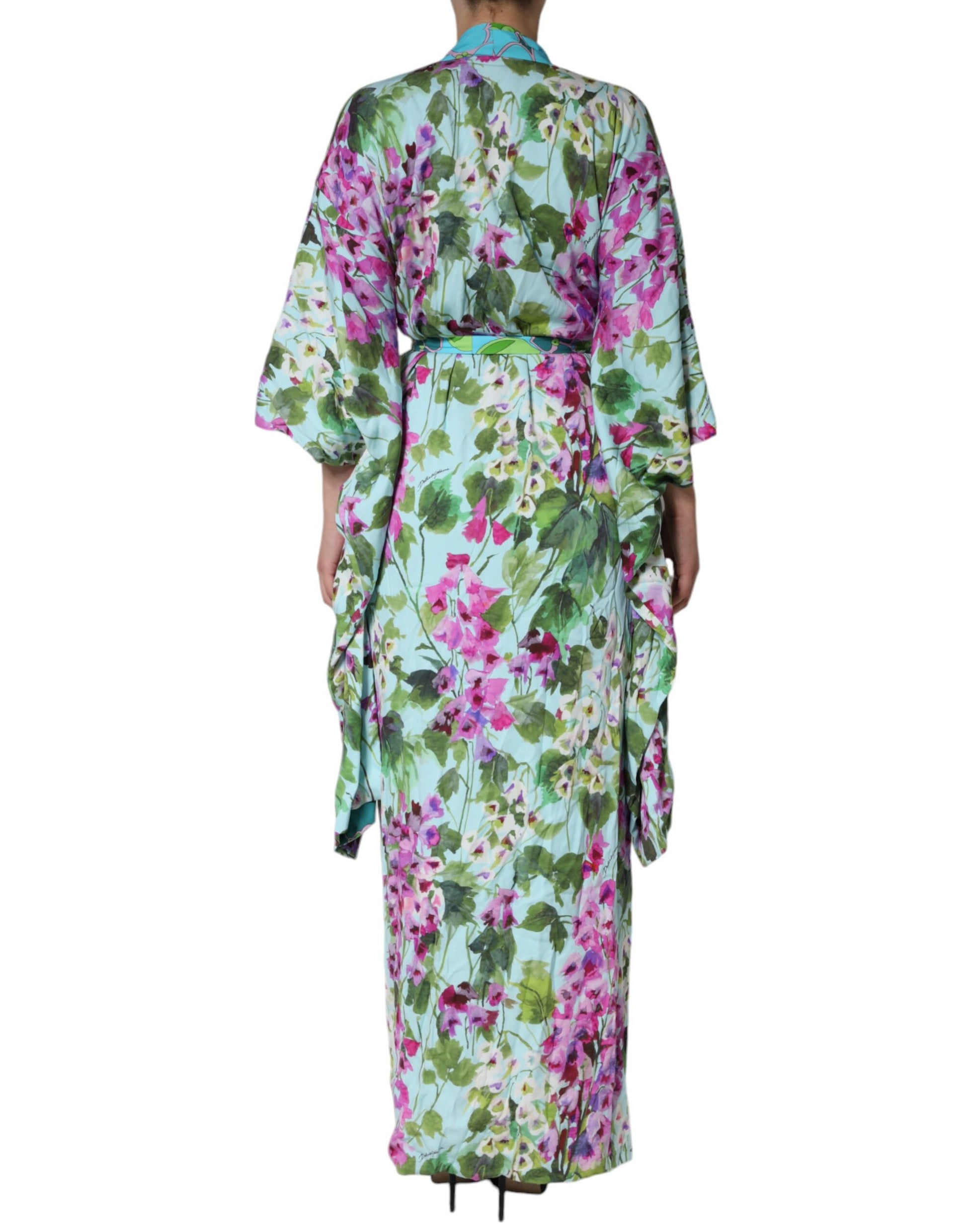 Dolce & Gabbana Multicolor Floral Silk Stretch Wrap Dress by Dolce & Gabbana