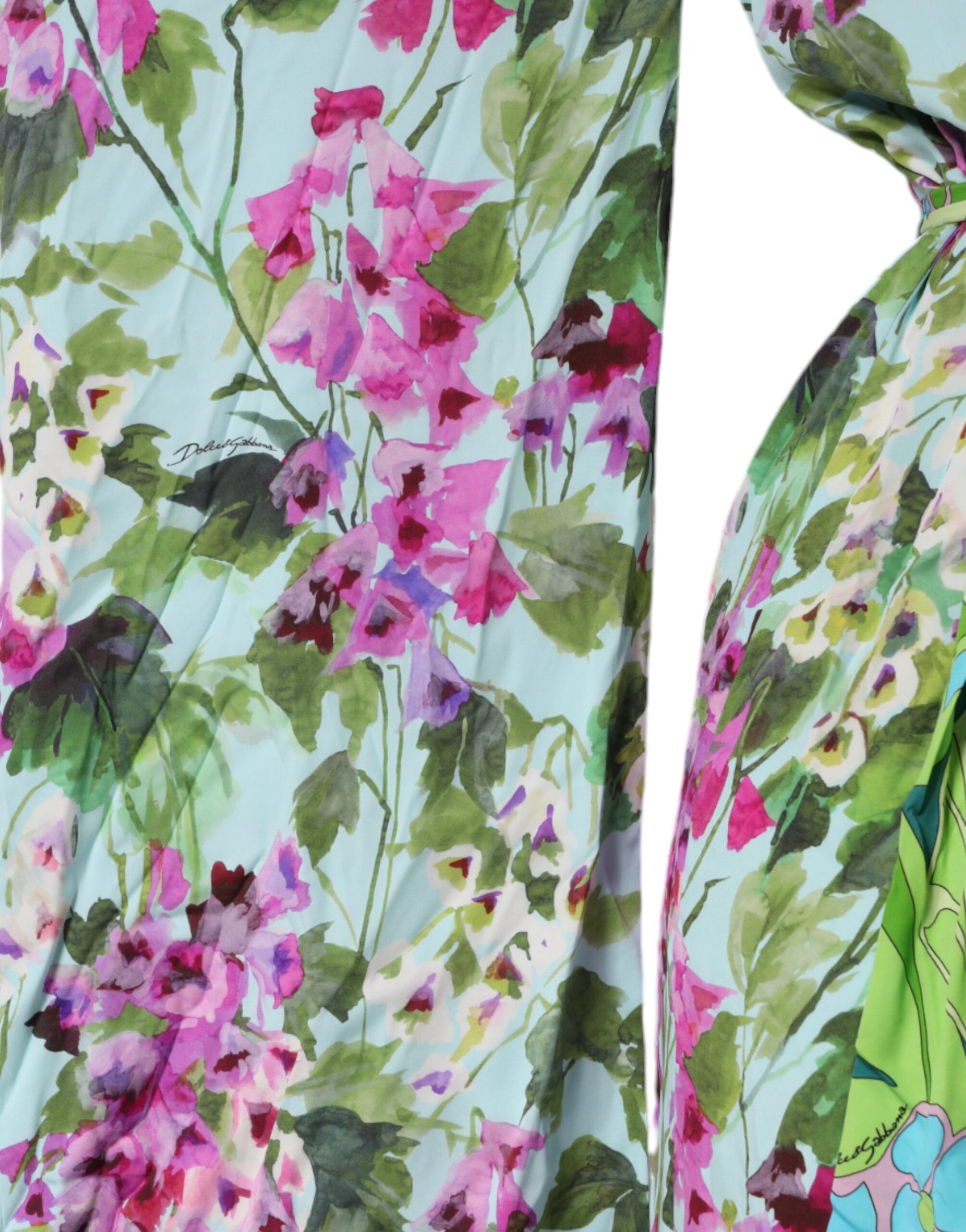 Dolce & Gabbana Multicolor Floral Silk Stretch Wrap Dress by Dolce & Gabbana