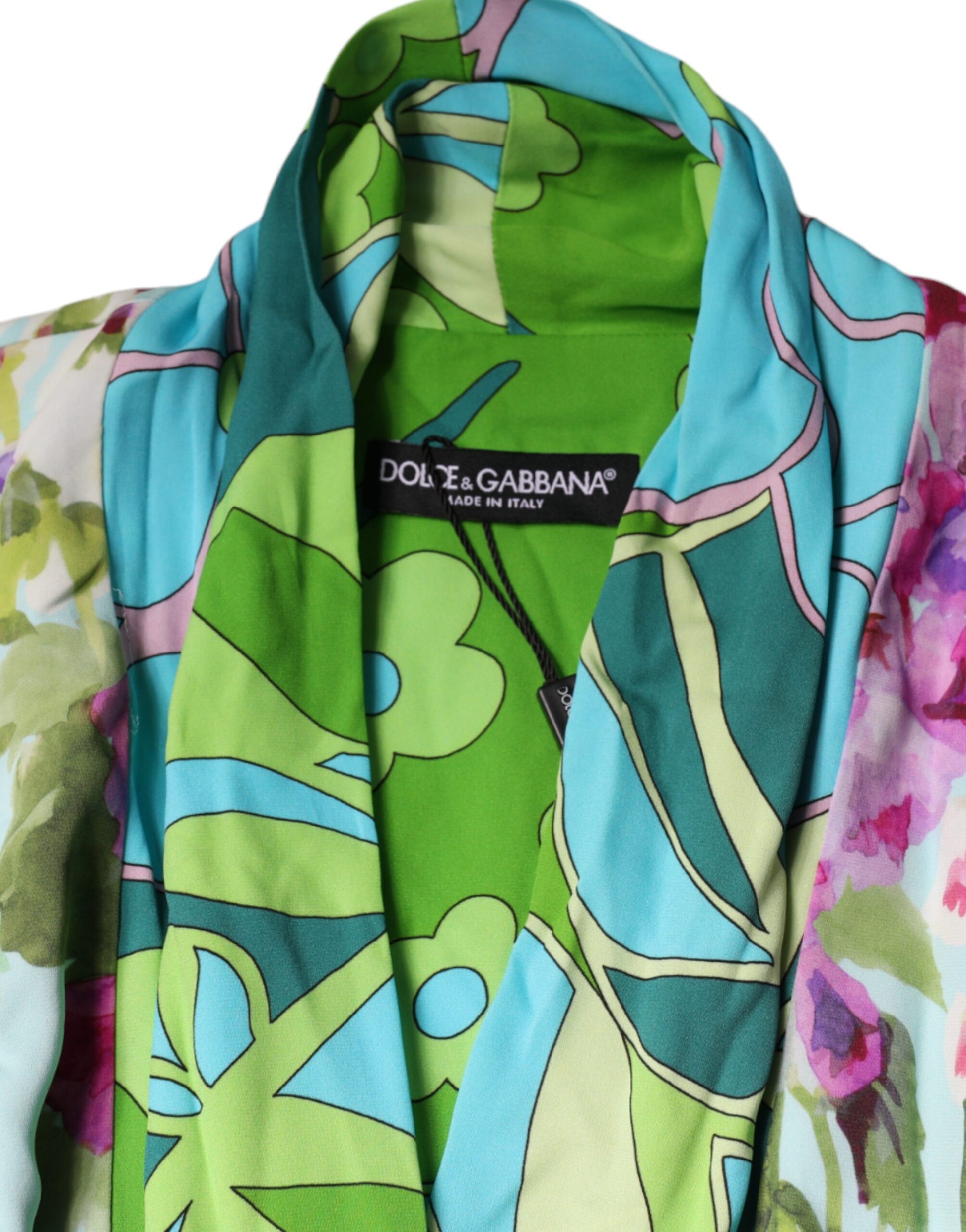 Dolce & Gabbana Multicolor Floral Silk Stretch Wrap Dress by Dolce & Gabbana