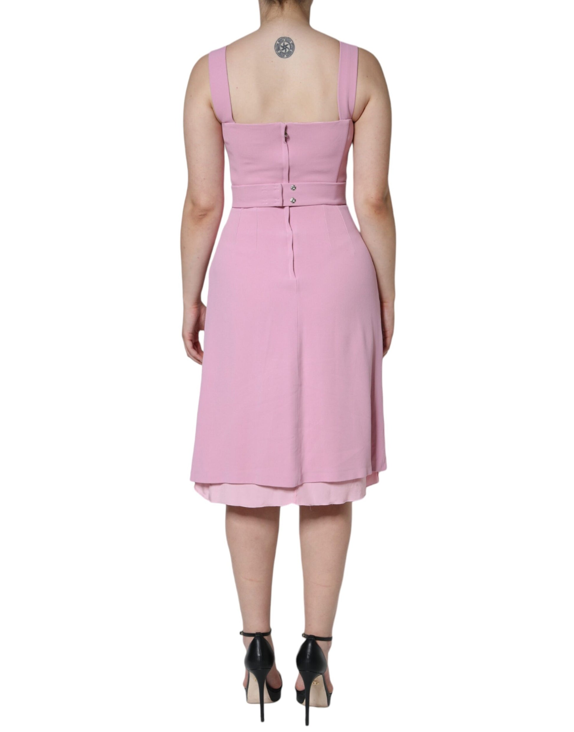 Dolce & Gabbana Pink A-line Flare Viscose Sleeveless Dress by Dolce & Gabbana