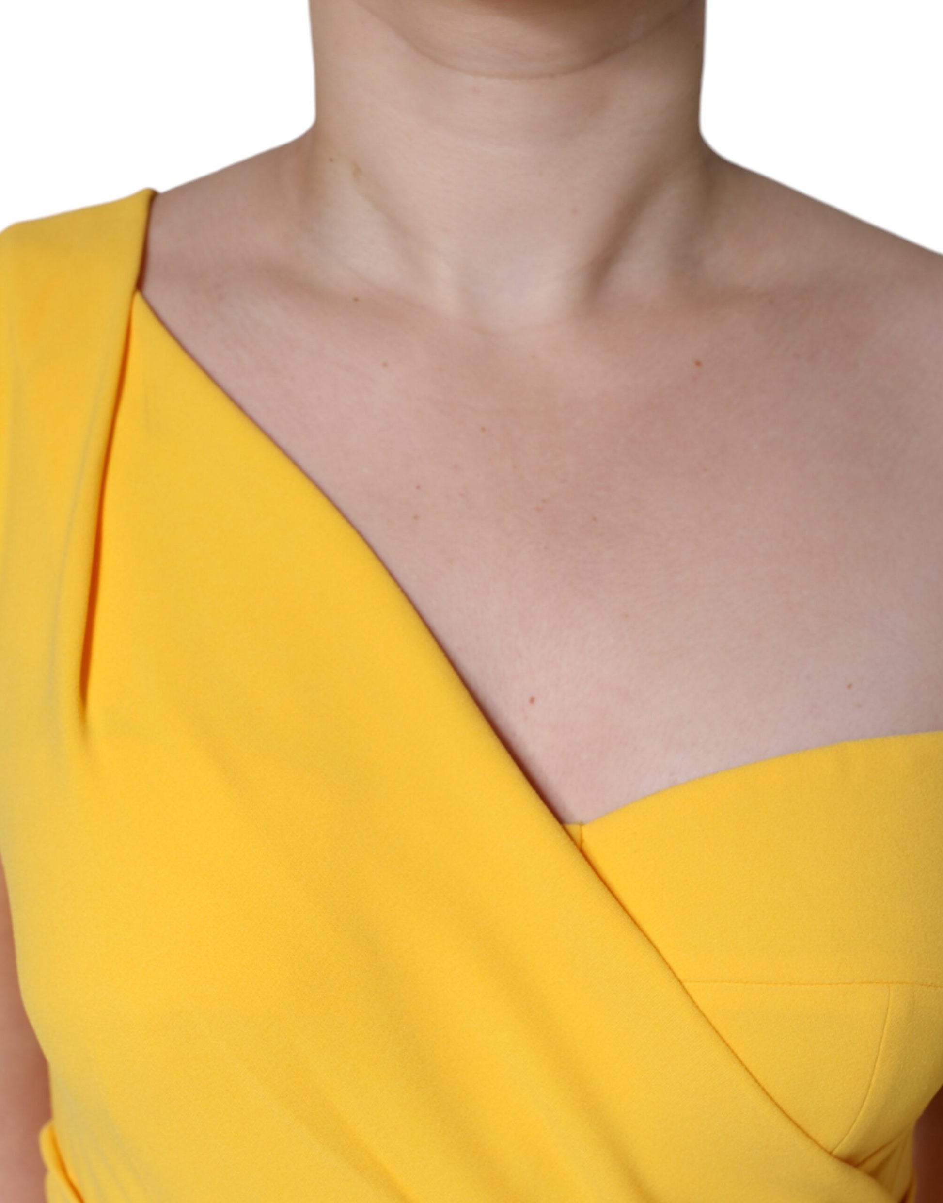 Dolce & Gabbana Yellow One Shoulder Side Slit Midi Dress by Dolce & Gabbana