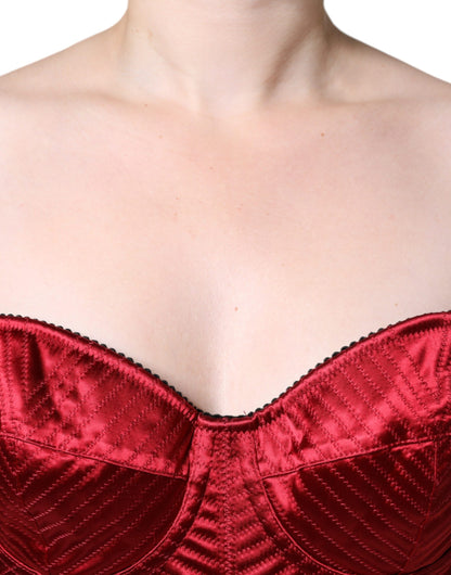 Dolce & Gabbana Red Bustier Corset Lace Bodycon Midi Dress by Dolce & Gabbana