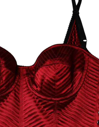Dolce & Gabbana Red Bustier Corset Lace Bodycon Midi Dress by Dolce & Gabbana
