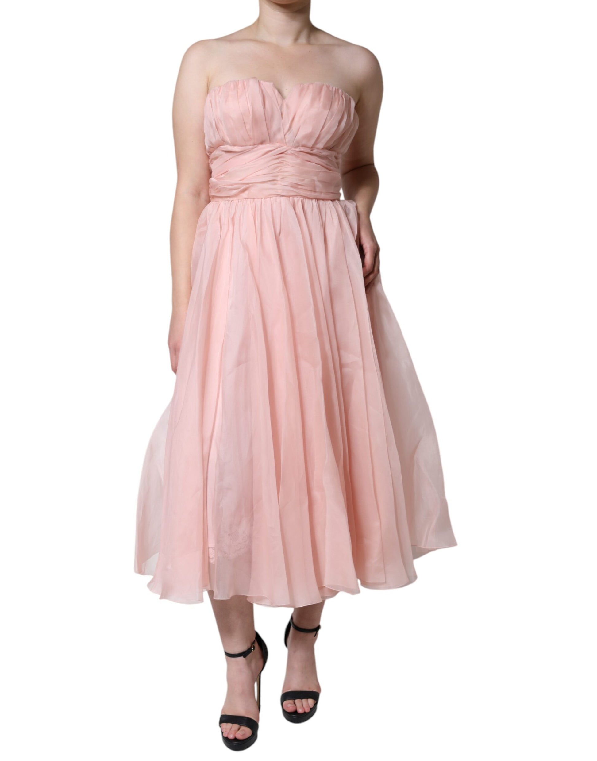 Dolce & Gabbana Pink Silk Strapless Maxi A-line Gown Dress by Dolce & Gabbana