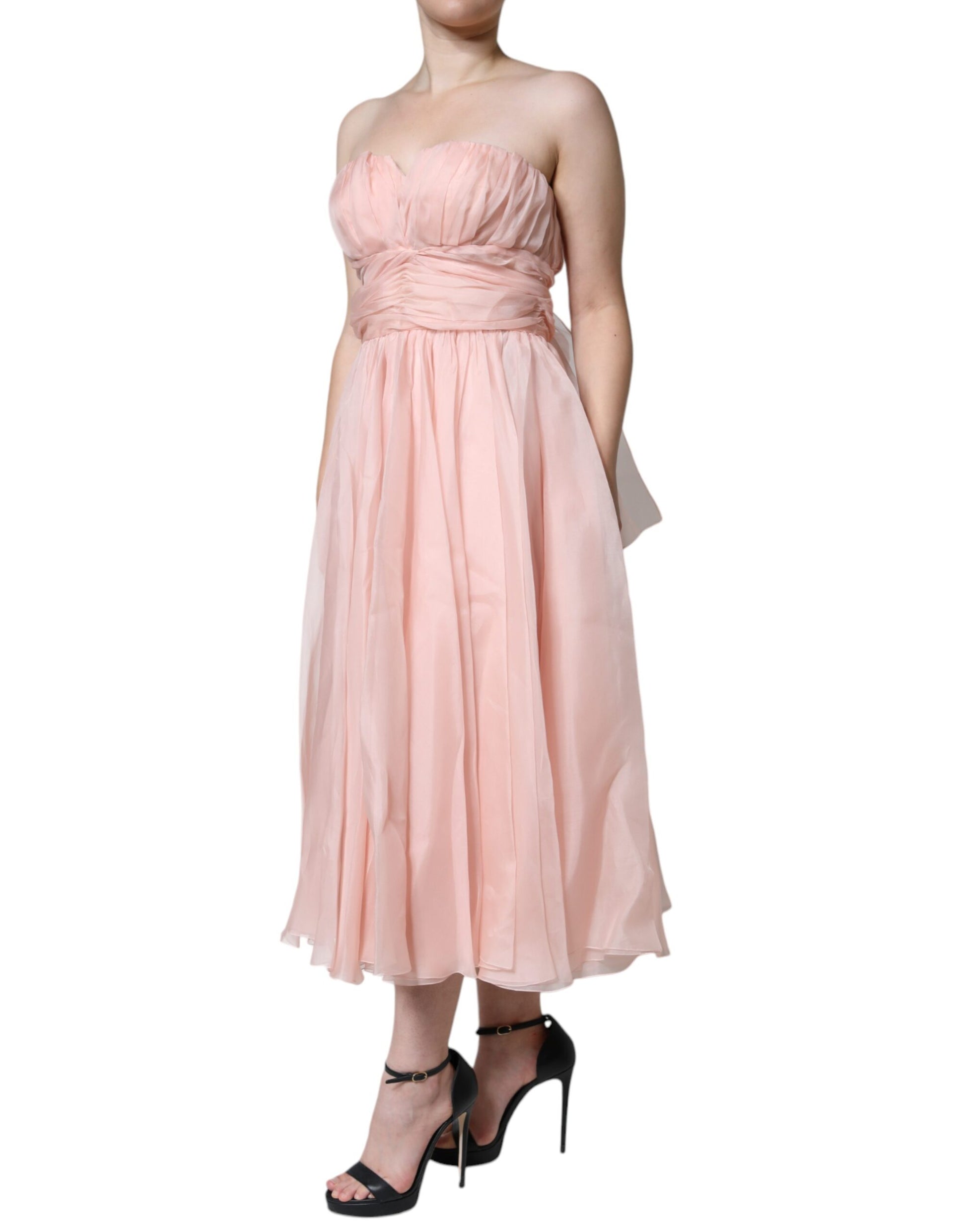 Dolce & Gabbana Pink Silk Strapless Maxi A-line Gown Dress by Dolce & Gabbana