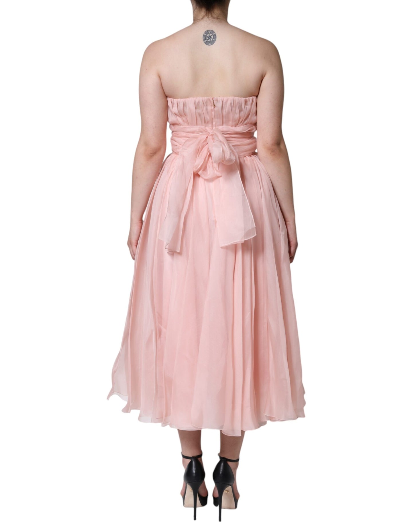 Dolce & Gabbana Pink Silk Strapless Maxi A-line Gown Dress by Dolce & Gabbana