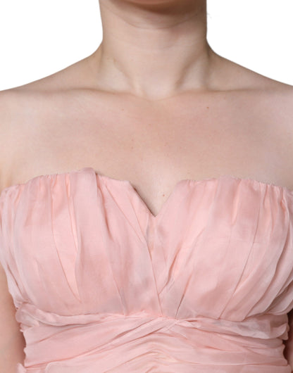 Dolce & Gabbana Pink Silk Strapless Maxi A-line Gown Dress by Dolce & Gabbana