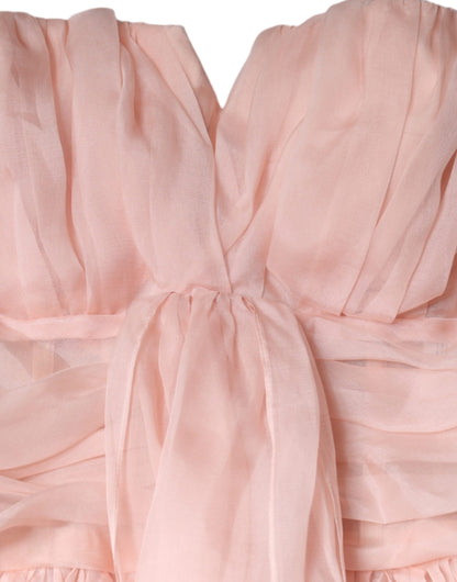Dolce & Gabbana Pink Silk Strapless Maxi A-line Gown Dress by Dolce & Gabbana