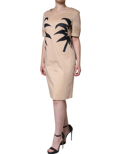 Moschino Beige Cotton Short Sleeve Knee Length Dress by Moschino