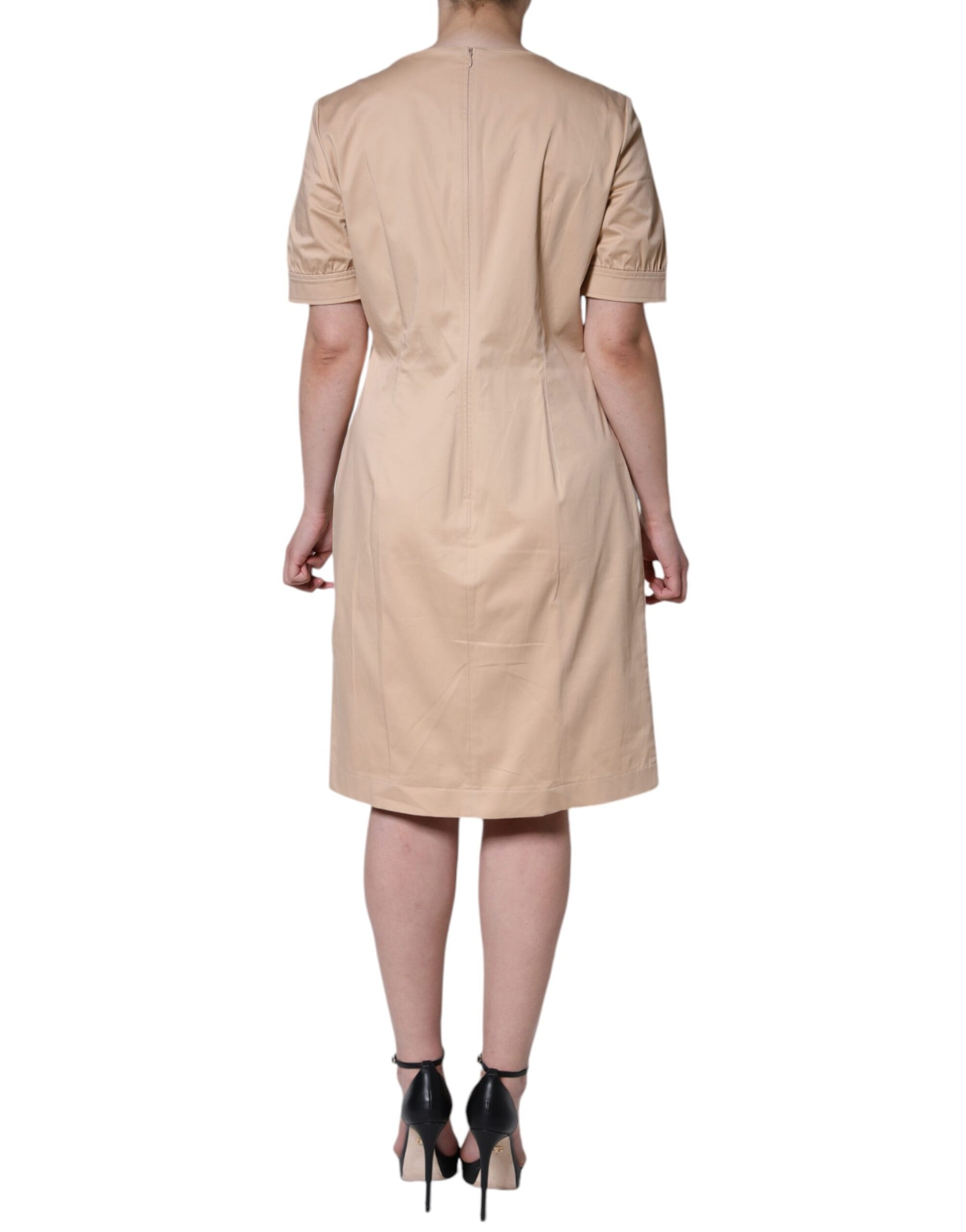 Moschino Beige Cotton Short Sleeve Knee Length Dress by Moschino