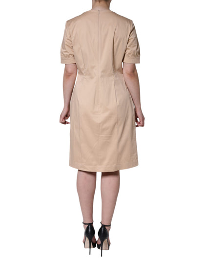 Moschino Beige Cotton Short Sleeve Knee Length Dress by Moschino
