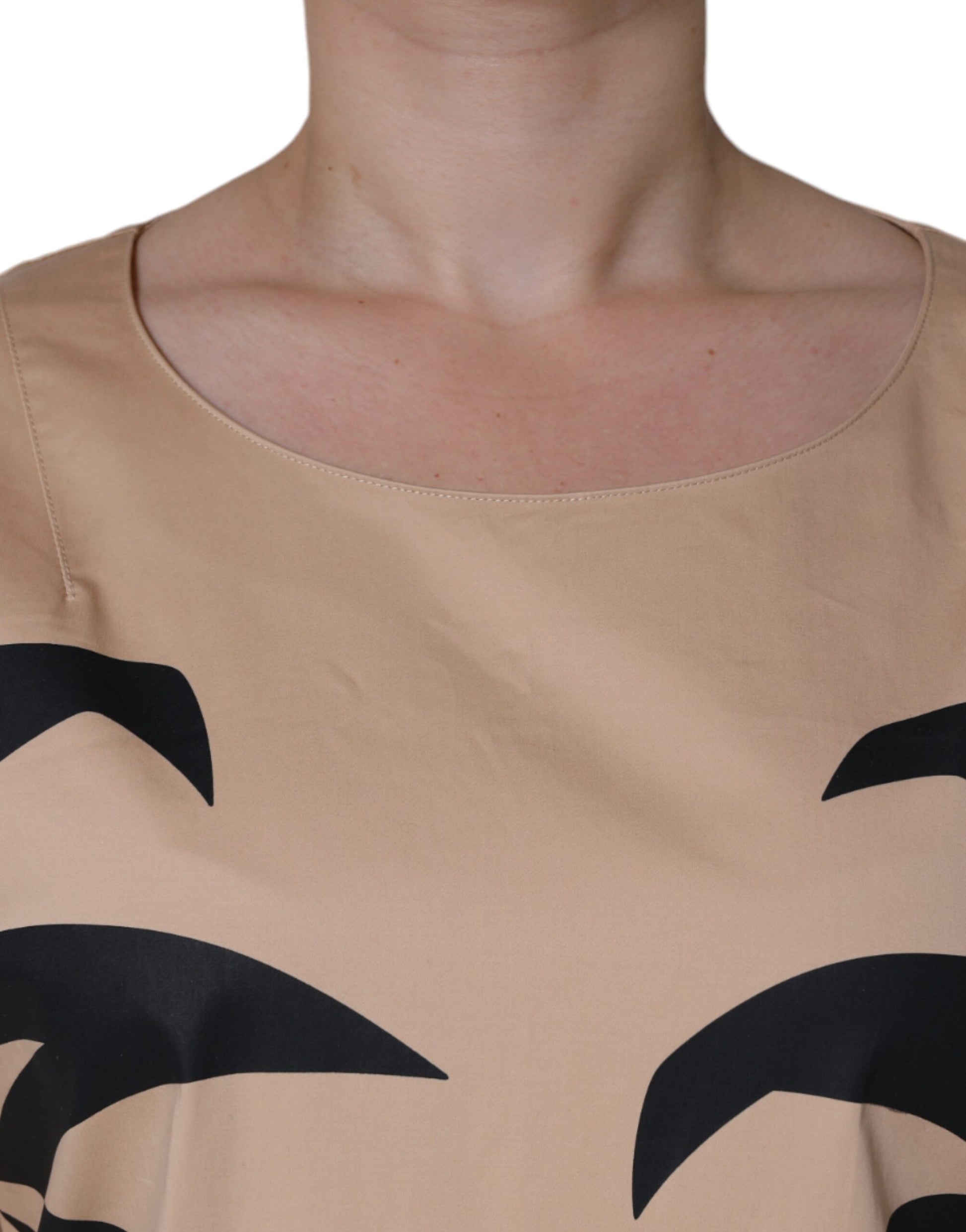 Moschino Beige Cotton Short Sleeve Knee Length Dress by Moschino