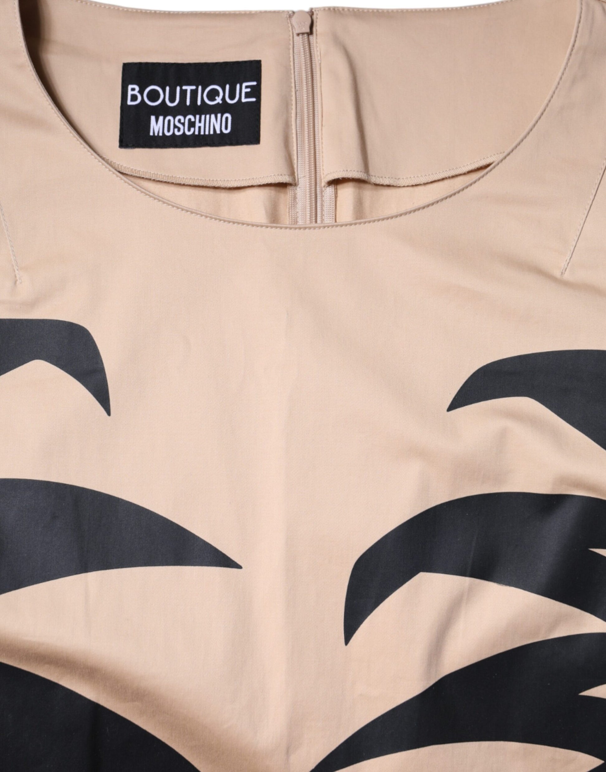 Moschino Beige Cotton Short Sleeve Knee Length Dress by Moschino