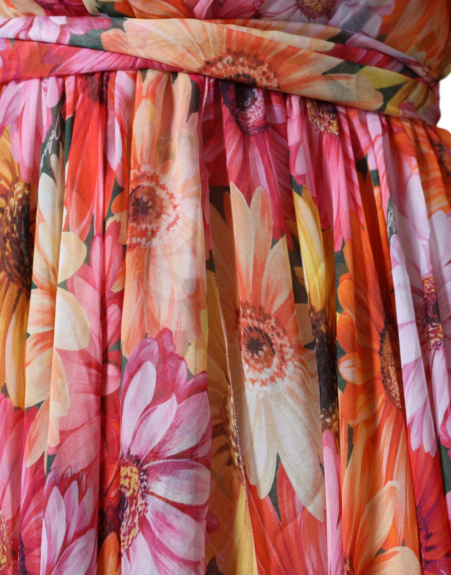 Dolce & Gabbana Multicolor Floral Sleeveless V-neck Midi Dress by Dolce & Gabbana