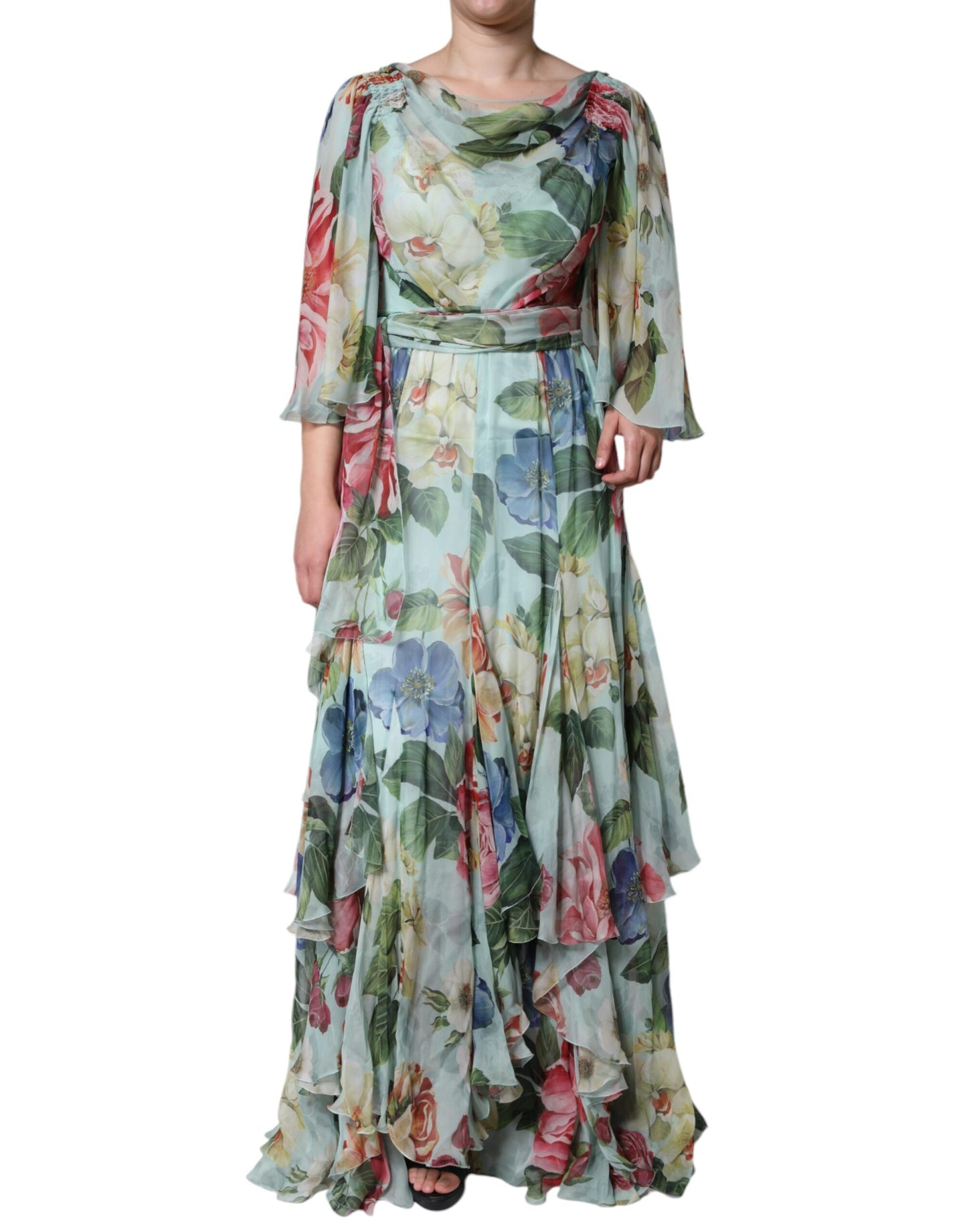 Dolce & Gabbana Multicolor Floral Silk Long Gown Dress by Dolce & Gabbana